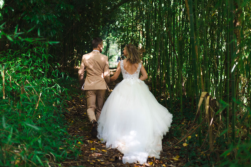 couple mariage forêt bambou lisa mazeau photographe professionnelle gironde