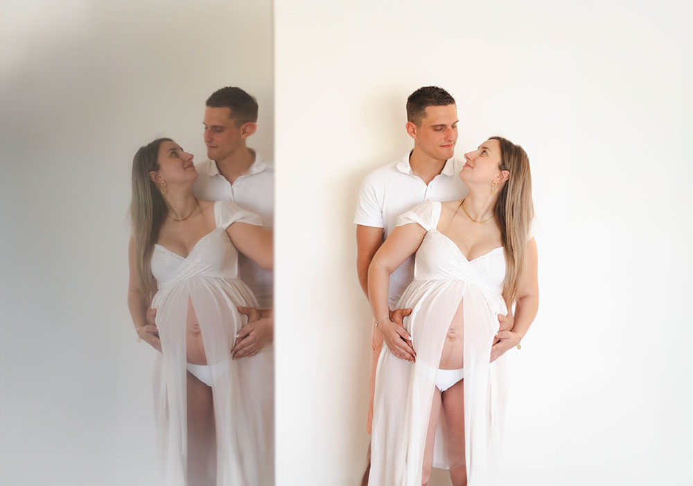 couple femme enceinte blanc lisa mazeau photographe professionnelle gironde