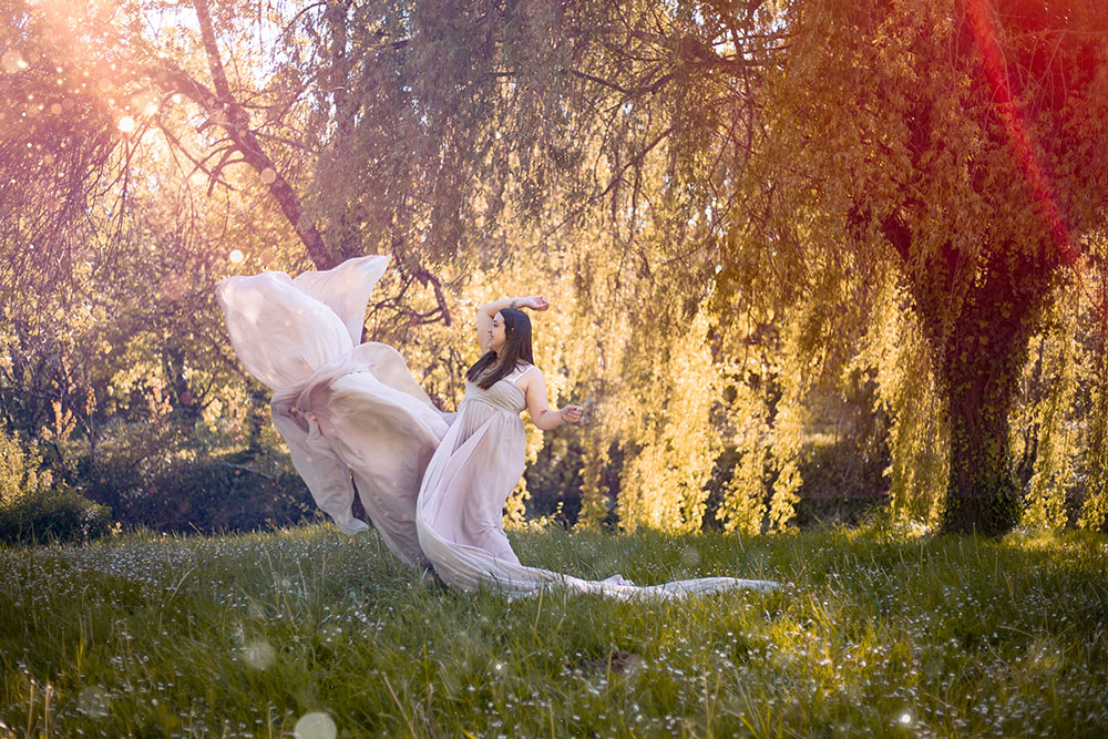 femme enceinte robe qui vole lisa mazeau photographe professionnelle gironde